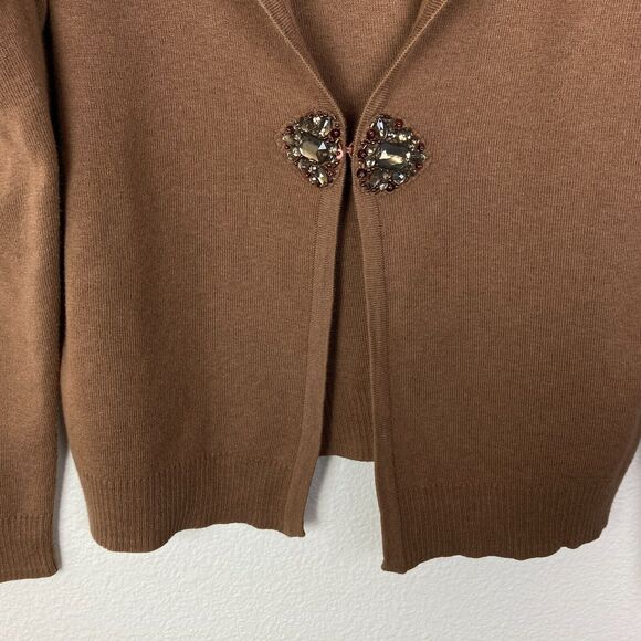 Coldwater Creek Women's Cardigan Size M 10-12 Brown Jewel Rhinestone Closure - Picture 2 of 7